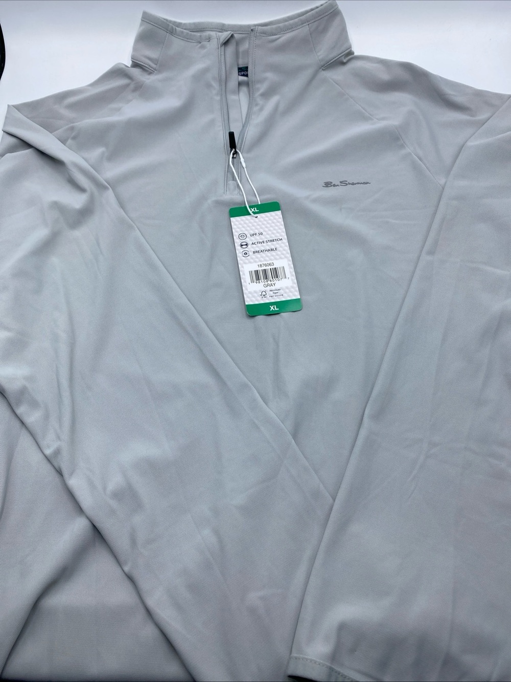 Ben Sherman Sport 1/4 Zip Pullover Jacket Active Stretch UPF 50 Men XL Gray